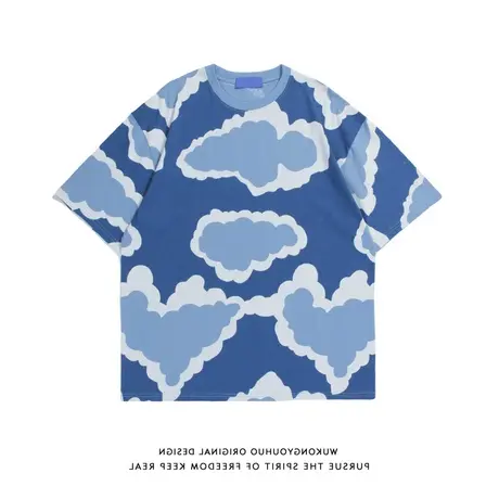 2023年春夏季新款大码情侣女装上衣服设计感小众潮ins宽松短袖t恤图片