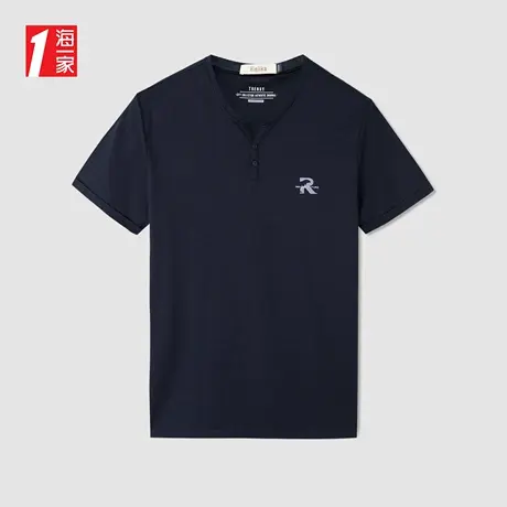 海一家简约字母印花短T新款时尚青春休闲舒适短袖T恤男商品大图