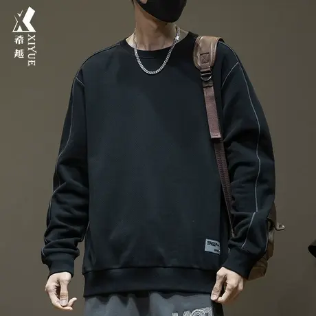 希越秋季男生运动卫衣男秋冬季加肥加大上衣男士大码加绒加厚男款商品大图
