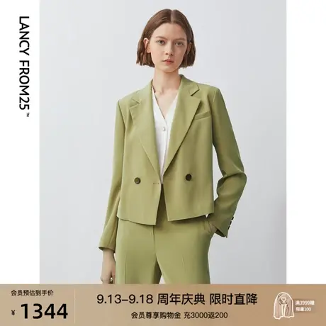 朗姿秋季新款短款休闲西装外套通勤职业OL长袖西服女装商场同款图片