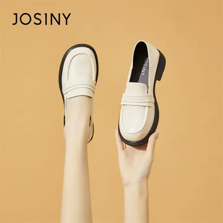 Josiny/卓诗尼乐福鞋女2024新款超火英伦风小皮鞋复古一脚蹬单鞋商品大图