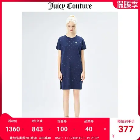 Juicy Couture橘滋美式夏季新款纯棉皇冠镶钻宽松短袖针织连衣裙图片