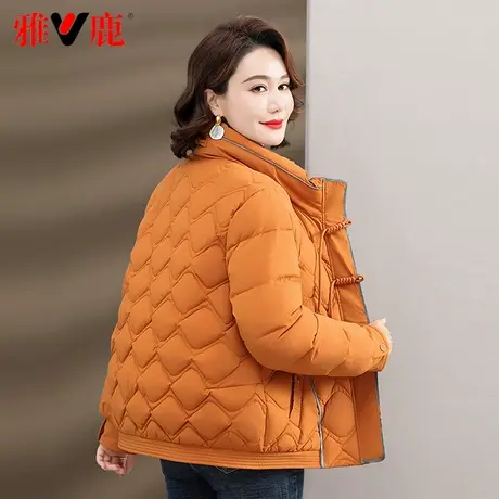 雅鹿官方2023新款短款羽绒服女士中老年妈妈冬装时尚立领洋气外套图片
