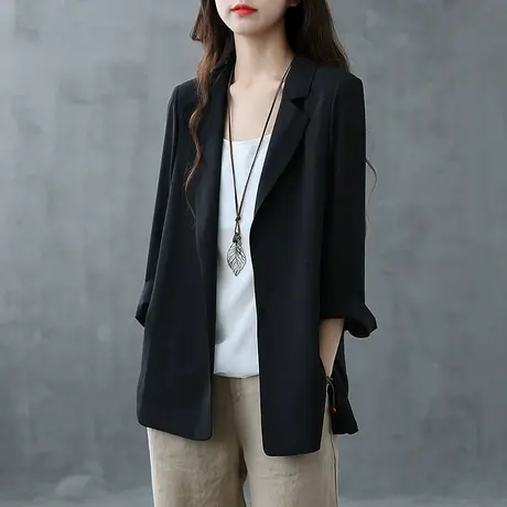 dza 休闲西装外套女春秋薄款2022新款女士洋气小西服黑色女装上衣图片