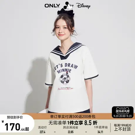 【上新】ONLY奥莱2023夏季新款迪士尼米奇DISNEY联名款海军领T恤商品大图