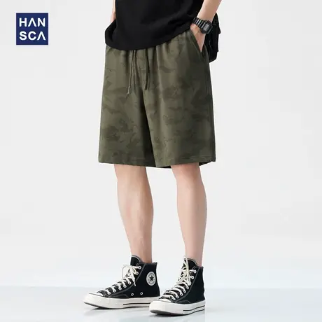 hansca凉感吉谷棉迷彩休闲短裤男2025年夏季轻薄透气速干五分卫裤图片