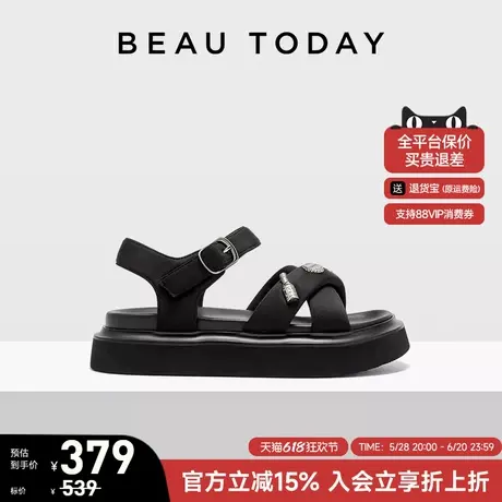 BeauToday厚底凉鞋女款夏季新款交叉带凉鞋增高凉鞋外穿罗马凉鞋图片