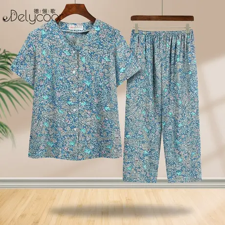中老年女装妈妈雪纺夏装新款衬衫短袖套装奶奶两件套夏天老人衣服商品大图