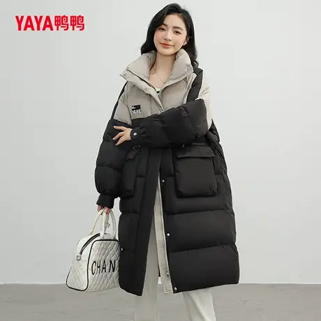 鸭鸭2023年新款羽绒服女冬中长款冬季时尚百搭双色潮流保暖外套Y图片