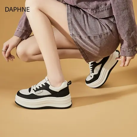 Daphne/达芙妮2025夏季新款厚底增高小白鞋女时尚透气休闲板鞋女图片