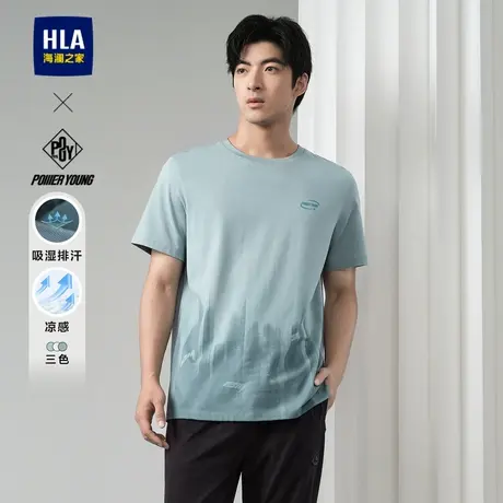 HLA/海澜之家POWER YOUNG系列短袖T恤24夏季新凉感圆领印花短t男图片