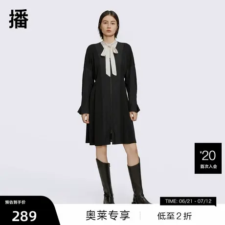 【清仓】播商场同款春季新款腰间收褶针梭织拼接连衣裙BDQ1LD0041图片