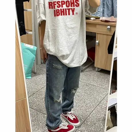 100%纯棉潮牌美式hiphop短袖t恤女韩系ins潮夏季宽松chic体恤上衣商品大图
