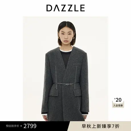 DAZZLE地素 毛呢外套2024冬季新款立裁大衣商品大图