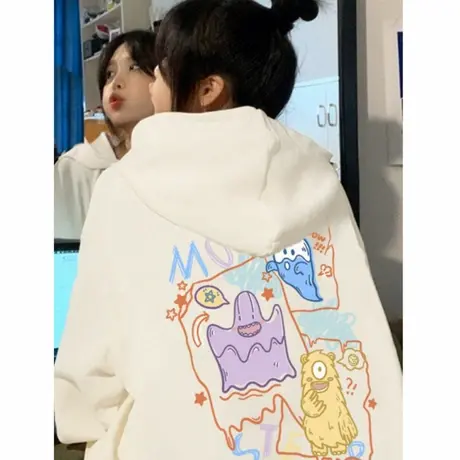 外套秋季女2025新款爆款小个子早秋款穿搭杏色连帽卫衣正肩上衣潮商品大图