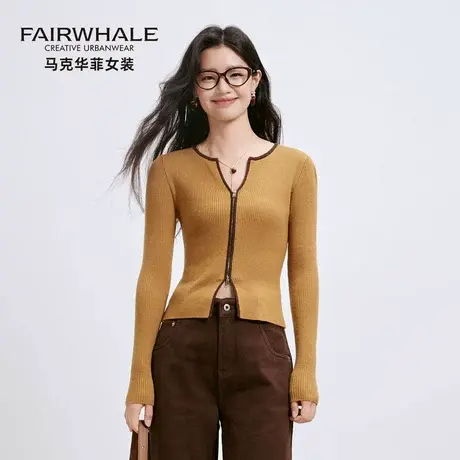 马克华菲小香风针织开衫外套女2025新款设计感内搭显瘦打底衫上衣商品大图