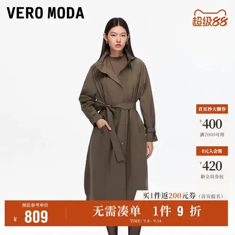 9.12上新Vero Moda风衣女2025秋季新款含棉捏褶小立领纯色外套商品大图