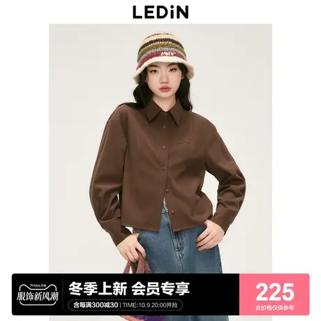 乐町美拉德风短款休闲衬衫女2023年秋冬新款修身显瘦今年流行上衣商品大图