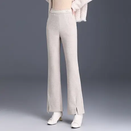 高腰垂感微喇裤女2023秋冬新款显瘦开叉气质休闲裤时尚百搭长裤子图片