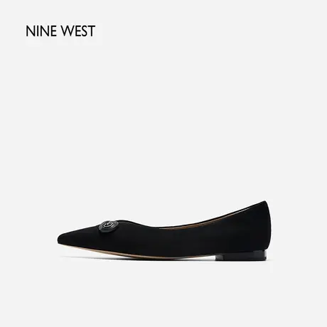 Nine West/玖熙羊反绒尖头浅口法式晚风单鞋春新款低跟气质通勤鞋商品大图