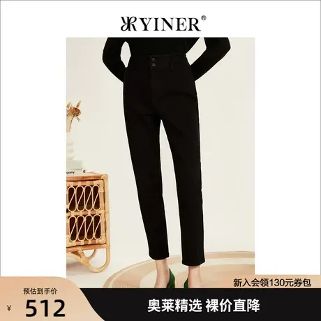 YINER音儿女装2022冬季新款防掉色牛仔裤商品大图