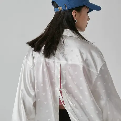 omont蛋挞家 复古港风爱心缎面衬衫女夏季薄款设计感防晒衣外套潮商品大图