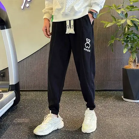 秋季个性学生高街学生纯色修身卫裤束脚哈伦裤ins休闲潮牌运动裤商品大图