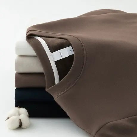 450g重磅圆领长袖t恤男装加绒加厚秋冬内搭打底衫纯色小衫秋衣服商品大图