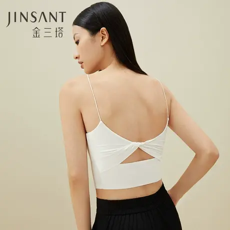 蝴蝶吊带】桑蚕丝高弹亲肤带胸垫美背轻运动时尚吊带衫上衣金三塔商品大图
