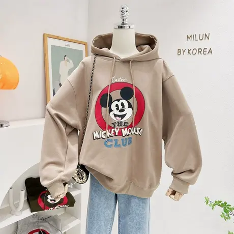 2022秋冬新款上衣韩国东大门chic高级感卡通连帽卫衣慵懒休闲宽松图片