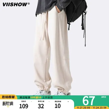VIISHOW运动卫裤男春秋季潮牌宽松束脚裤美式高街痞帅气休闲长裤商品大图