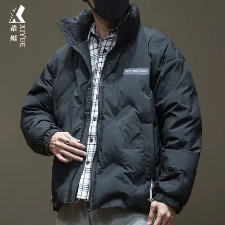 希越爆款2024新款立领羽绒服男轻薄潮牌压皱外套男士冬季大码男款商品大图