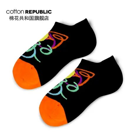 Cotton Republic/棉花共和国女士休闲棉短袜简笔涂鸦提花少女潮袜商品大图