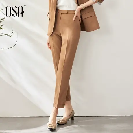 OSA欧莎高腰垂感职业西装裤女夏季显瘦百搭九分休闲通勤直筒裤子图片