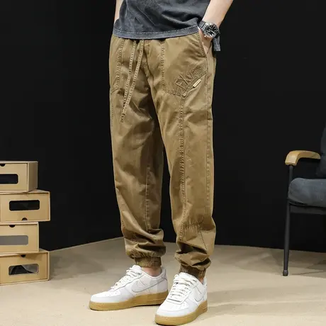 美式复古工装裤男春季2024新款潮牌束脚宽松大码男士裤子春秋纯棉商品大图