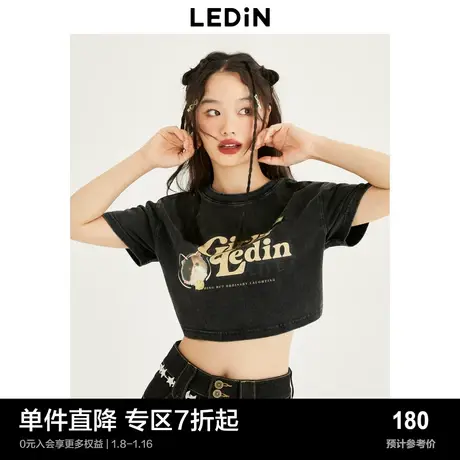 【商场同款】乐町短款小上衣2023夏季新款甜辣短袖T恤C2CND3101商品大图