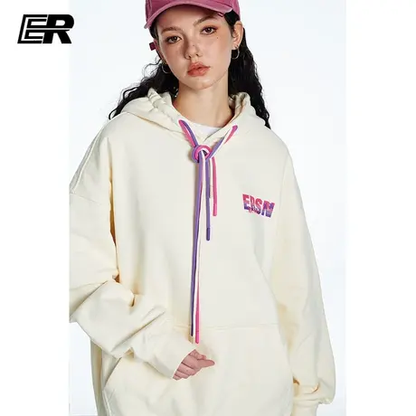 【黄子弘凡】ER彩虹帽绳卫衣2025新美式简约潮牌情侣小众帽衫ins商品大图