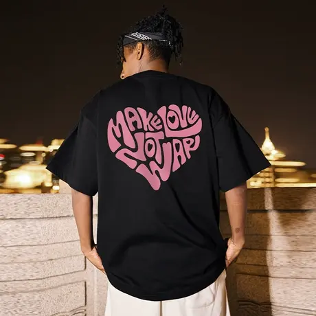 Nuthink美式潮牌爱心T恤男潮流ins情侣大码短袖宽松春季半袖上衣商品大图