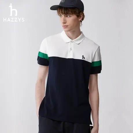 Hazzys哈吉斯奥莱春夏新款男士短袖polo衫时尚休闲撞色T恤男短T潮图片