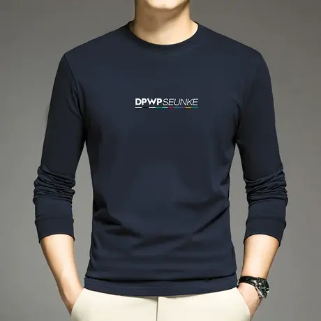 重磅纯棉长袖t恤男卫衣摇粒绒加绒加厚打底衫潮流全棉内搭秋衣服商品大图