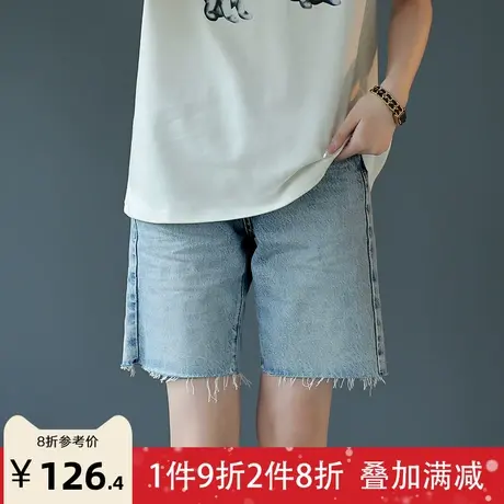 宝诗黎浅色夏季牛仔短裤女新款2023百搭洋气高腰显瘦口袋减龄裤子商品大图