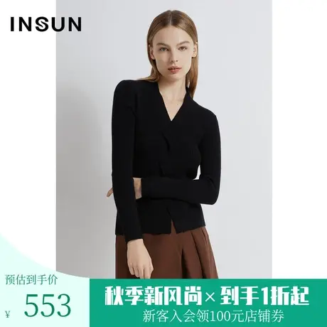 恩裳2022冬季时尚扭花层次感设计优雅修身羊毛毛织衫图片