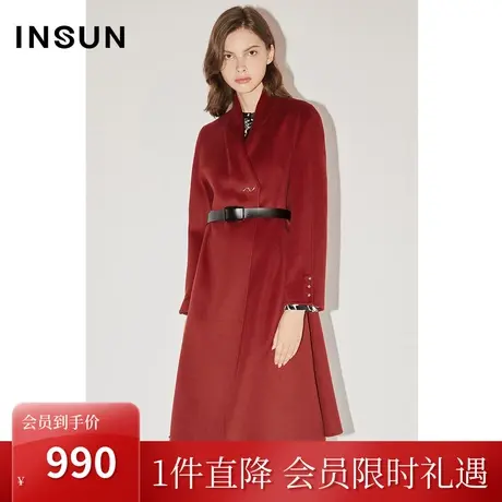 [自然环保]恩裳COVER冬季2022连衣裙式大衣100%羊毛毛呢外套商品大图