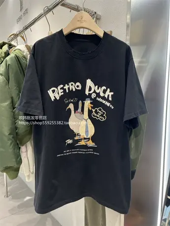 欧货2023夏装短袖新品半袖女装圆领体恤女内搭上衣印花卡通T恤ins商品大图