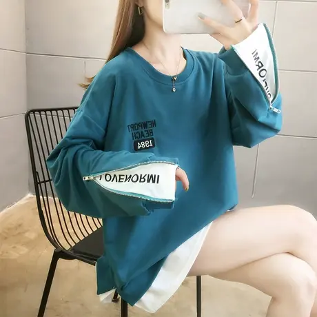 初春2022新款卫衣女春秋季韩版宽松bf慵懒风薄款假两件上衣外套潮商品大图