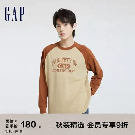 【双11预售】明星同款Gap男女秋季2023新款LOGO撞色长袖T恤773184图片