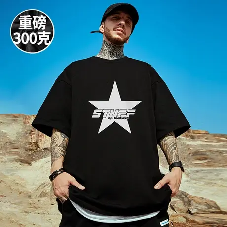 重磅美式潮牌宽松T恤胖子短袖男加肥加大五分袖大码男装夏季潮流商品大图