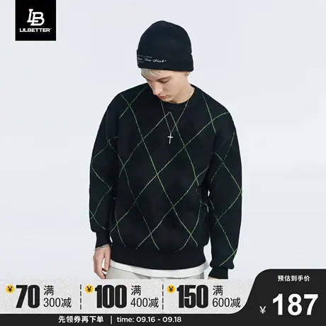 LiLbetter毛衣男2023秋冬新款潮流针织衫菱形格子男士长袖上衣LB商品大图