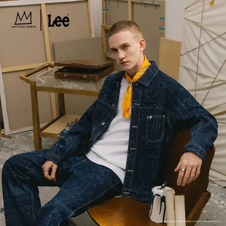【Basquiat联名】Lee24春季新品舒适版清水洗镭射印花男牛仔外套商品大图