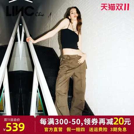 LINC金羽杰2023年秋季新款休闲工装风直筒阔腿长裤女S232PA095Y商品大图